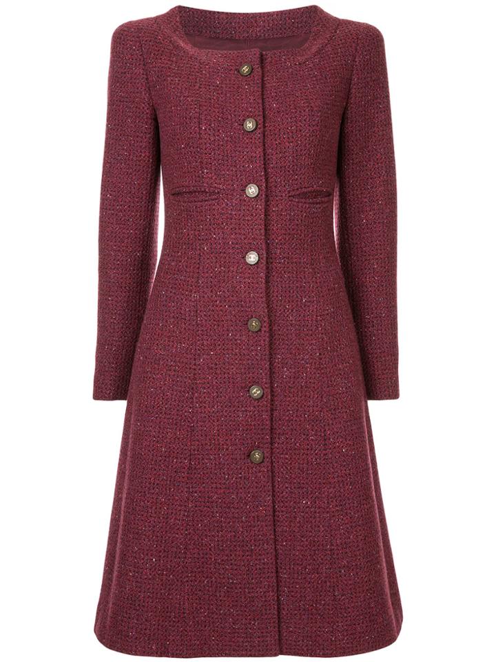 Chanel Vintage Single-breasted Long Coat - Pink & Purple