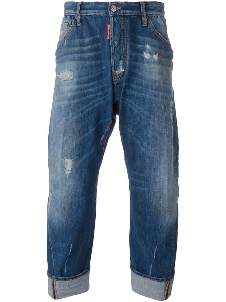 Dsquared2 Workwear Jeans, Men's, Size: 46, Blue, Cotton/calf Leather/polyester