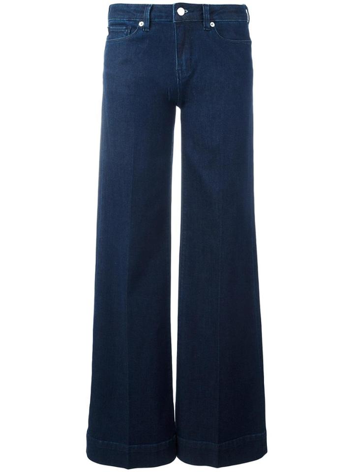 Love Moschino Brand Embroidery Flared Jeans - Blue