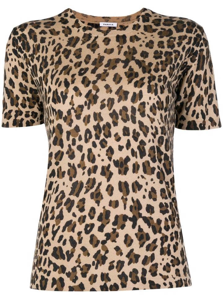 P.a.r.o.s.h. Leopard Print Knitted T-shirt - Nude & Neutrals