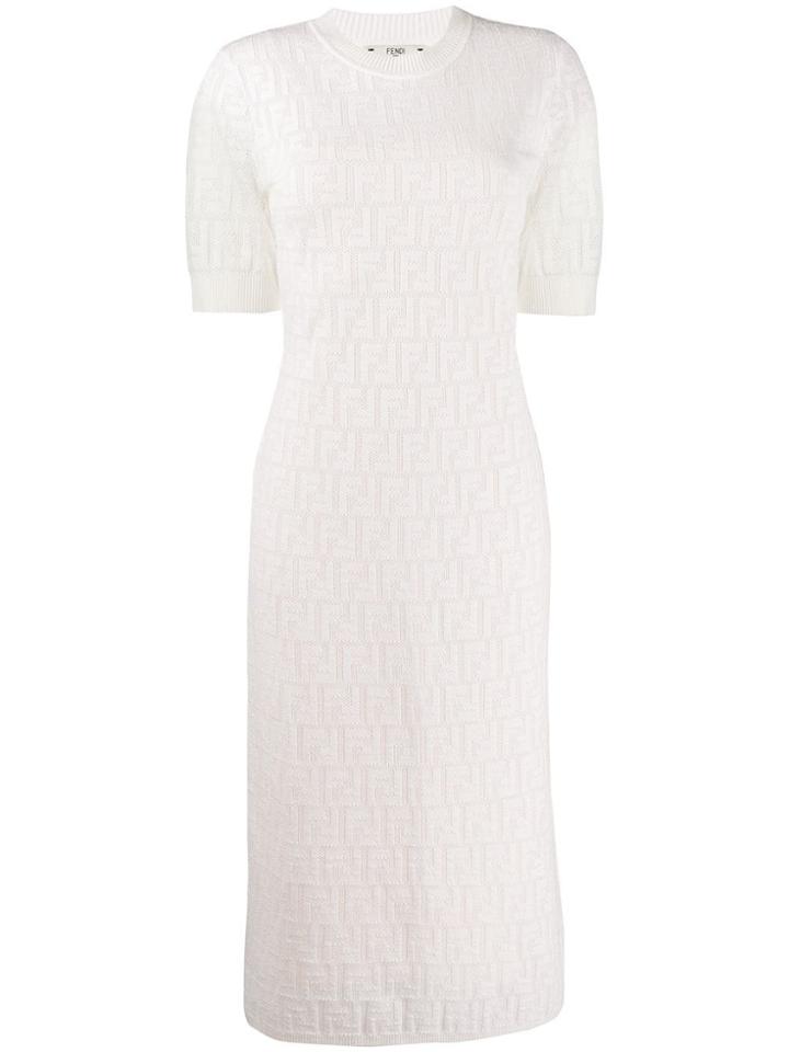 Fendi Loungette Logo Pattern Dress - White