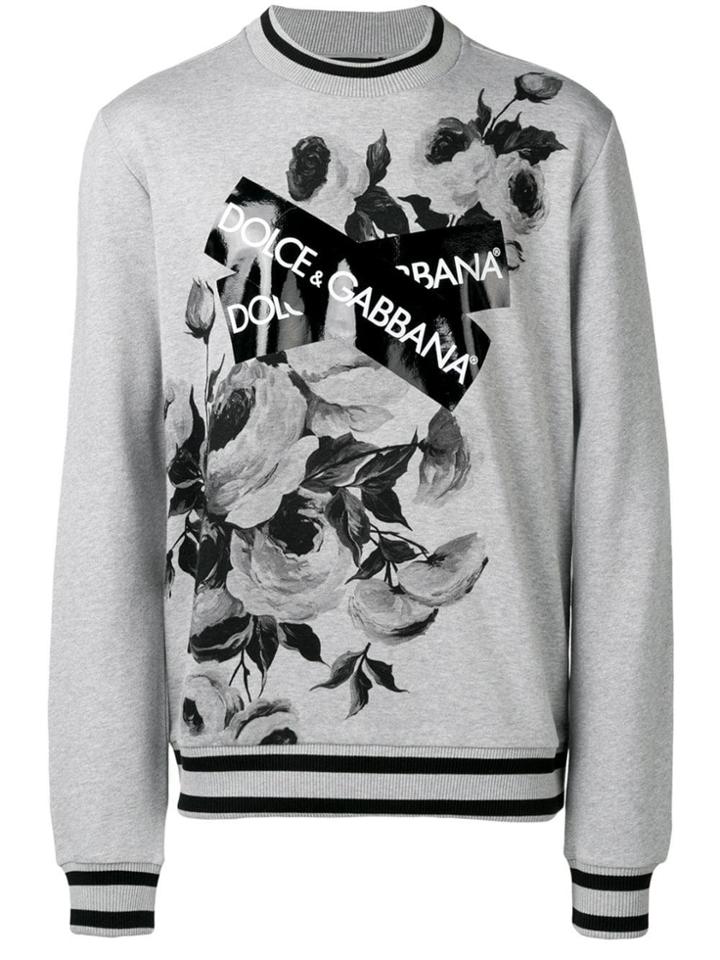 Dolce & Gabbana Logo Patch Floral Sweatshirt - Grey