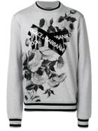 Dolce & Gabbana Logo Patch Floral Sweatshirt - Grey