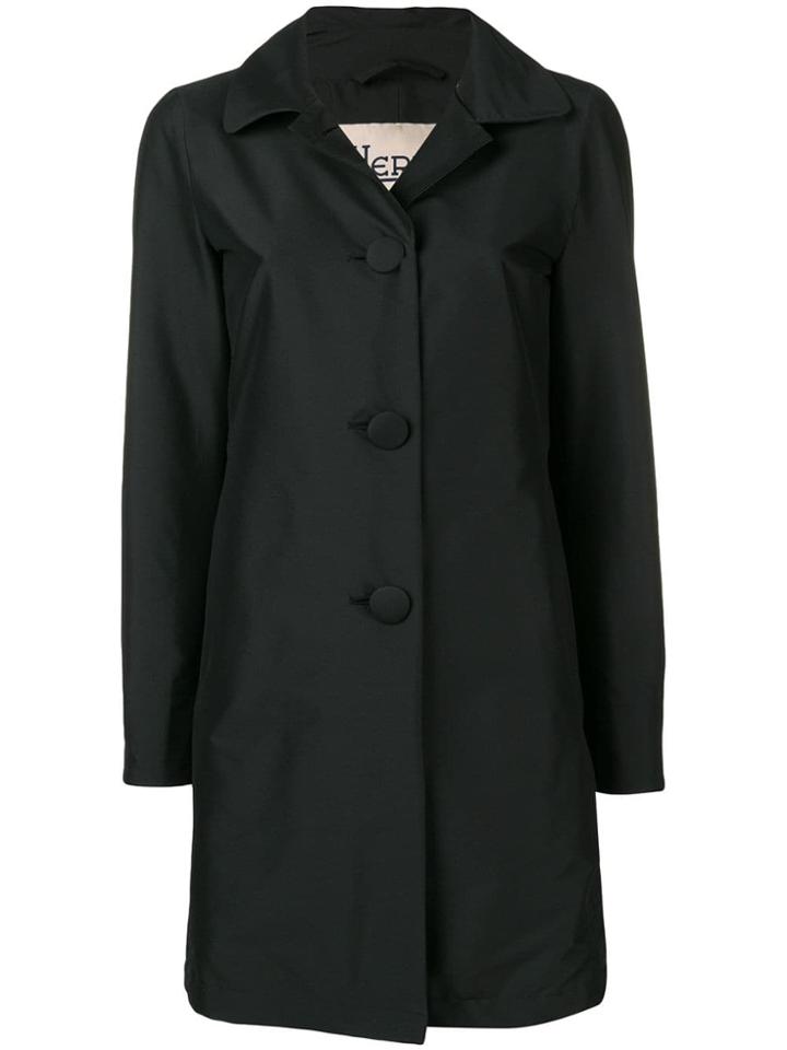 Herno Peter Pan Collar Trench Coat - Black