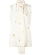 Victoria Beckham Sleeveless Neck Tie Blouse
