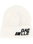 Gaelle Bonheur Logo Embroidered Beanie Hat - White