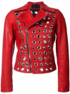 Rta Embellished Jacket, Women's, Size: Xs, Red, Leather