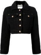 Moschino Cropped Felted Jacket, Women's, Size: 38, Black, Polyamide/virgin Wool