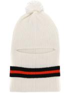 Cashmere In Love Pompom Striped Beanie - White