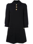 Dolce & Gabbana Buttoned Mini Dress, Women's, Size: 38, Black, Silk/polyester/spandex/elastane/wool