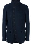 Giorgio Armani Curved Hem Blazer, Men's, Size: 48, Blue, Calf Leather/acrylic/polyamide/mohair