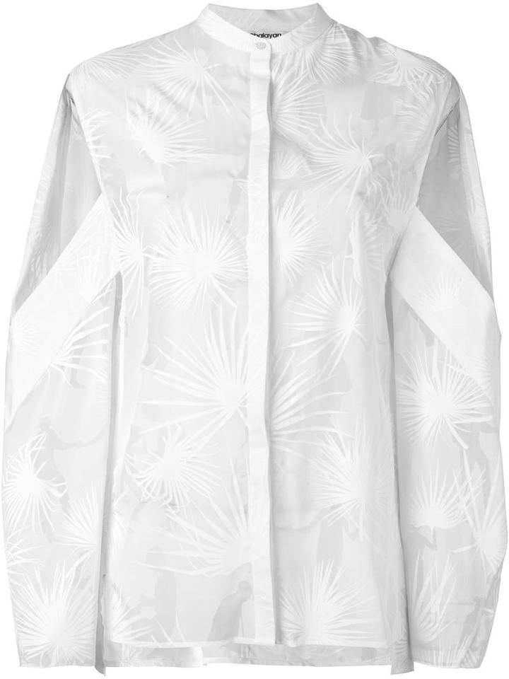 Chalayan 'dancing Palms' Open Sleeve Shirt, Women's, Size: 44, White, Silk/viscose