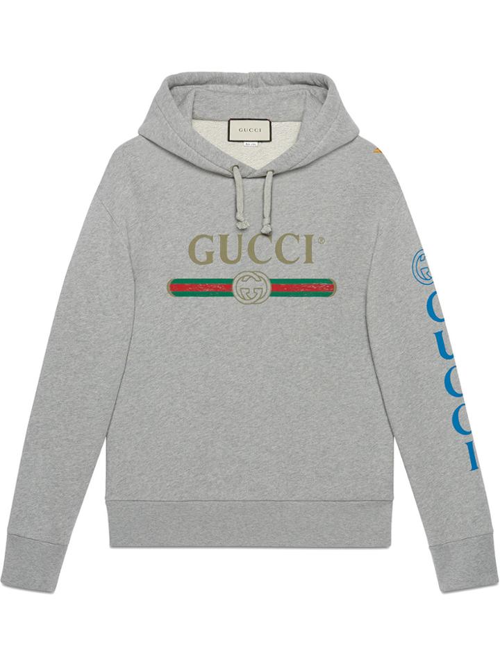 Gucci Gucci Logo Sweatshirt With Dragon - Grey