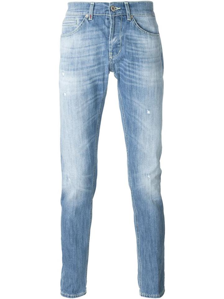 Dondup Distressed Jeans, Men's, Size: 35, Blue, Cotton/polyester