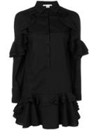 Antonio Berardi Ruffle Trim Shirt Dress - Black