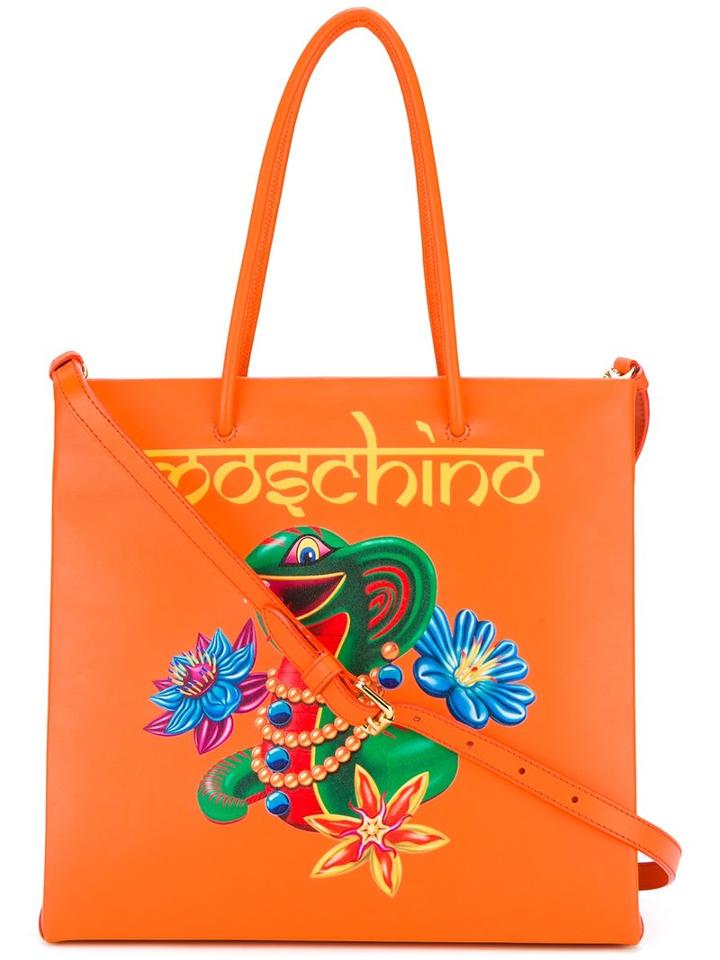 Moschino Jewelled Snake Tote, Women's, Yellow/orange, Leather