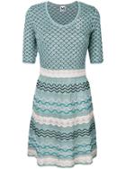 M Missoni Embroidered Flared Dress - Green