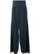 Ingie Paris Sequins Embroidered Palazzo Trousers - Blue
