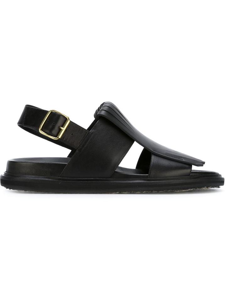 Marni Fringed Sandals, Men's, Size: 42, Black, Leather/rubber