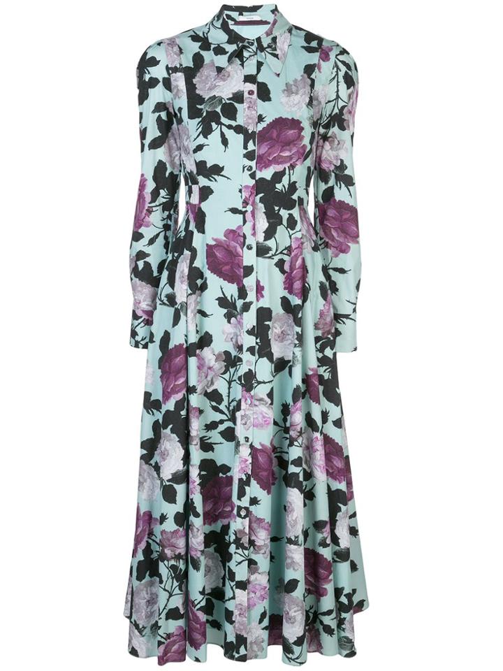 Erdem Floral Print Shirt Dress - Blue