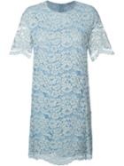 Blumarine Floral Lace Shift Dress, Women's, Size: M, Blue, Polyamide/cotton/silk/spandex/elastane
