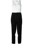 Diane Von Furstenberg Colour Block V-neck Jumpsuit, Women's, Size: 6, Black, Triacetate/polyester