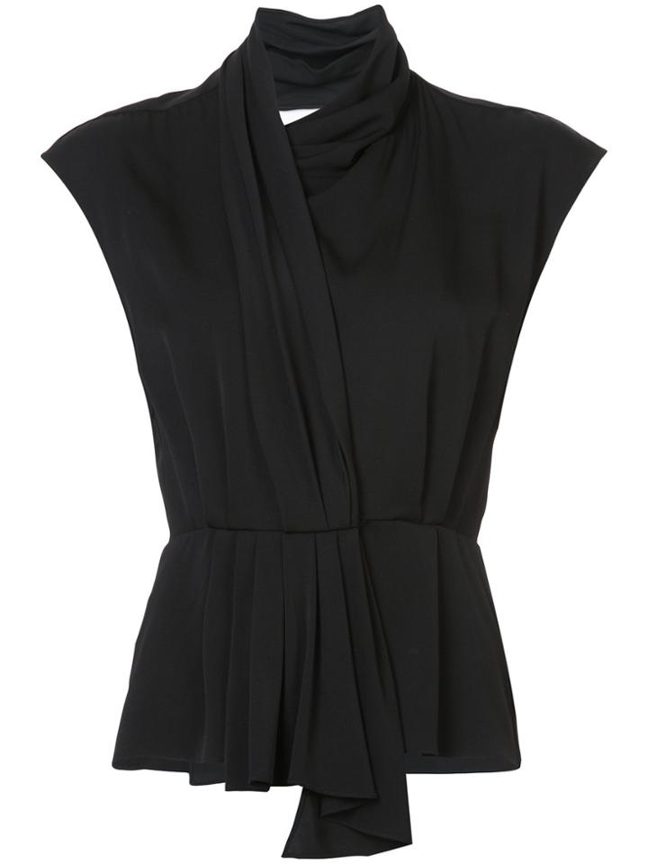 Tome Draped Wrap Blouse - Black