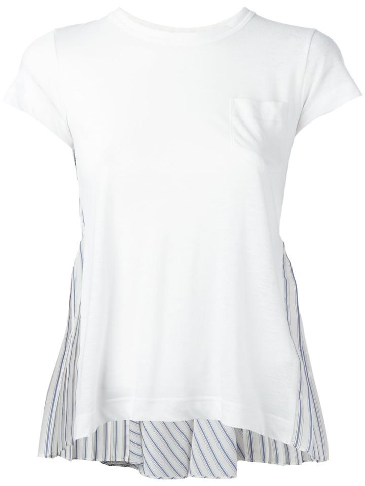 Sacai T-shirt With Stripe-embellished Back - White