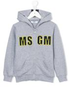 Msgm Kids Logo Print Hoodie, Boy's, Size: 6 Yrs, Grey