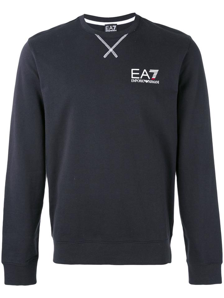 Ea7 Emporio Armani - Logo Print Sweatshirt - Men - Cotton - M, Blue, Cotton