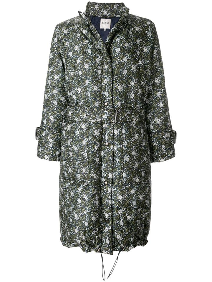 Sea Oversized Printed Coat - Black