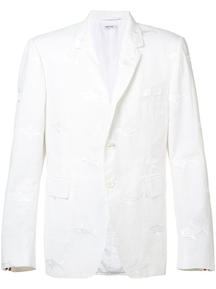 Thom Browne - Shark Embroidered Blazer - Men - Cotton - 3, White, Cotton