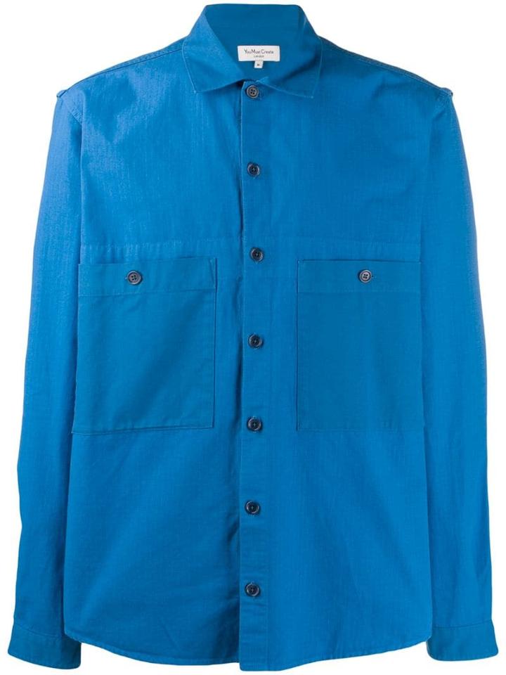 Ymc Spread Collar Shirt - Blue