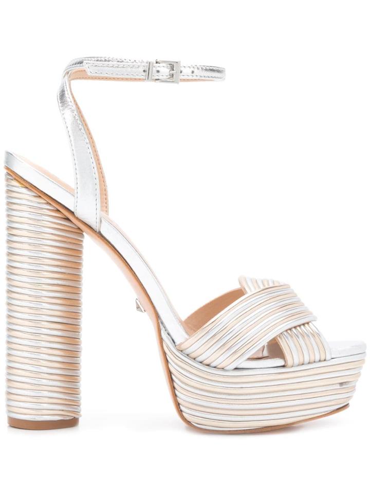 Schutz Panelled Platform Sandals - Silver