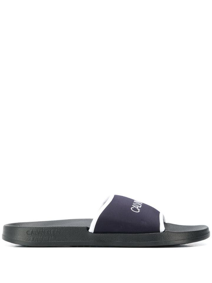 Calvin Klein Jeans Printed Logo Slides - Blue