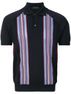 Prada Striped Knitted Polo Shirt - Blue