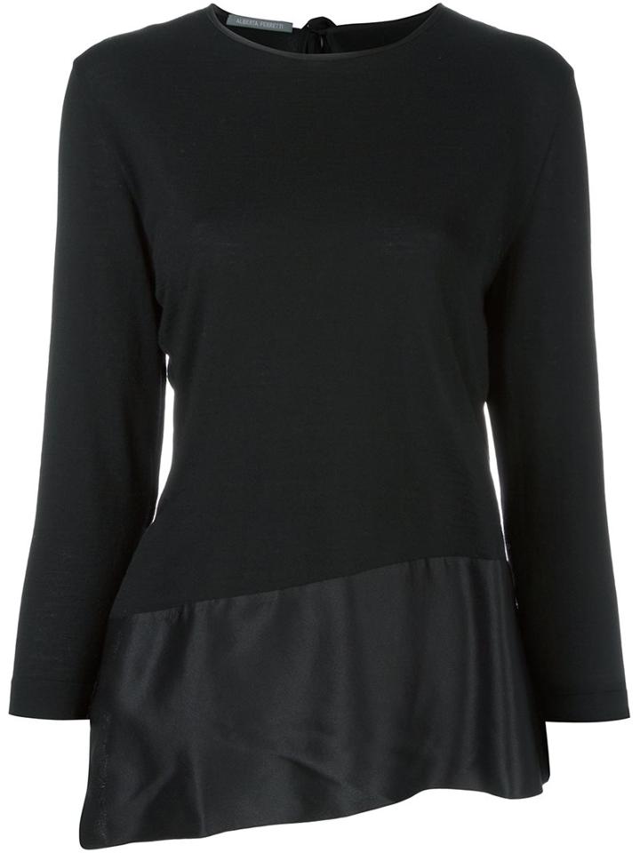 Alberta Ferretti Panelled Jumper, Women's, Size: 44, Black, Silk/virgin Wool