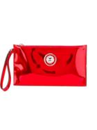 Versus Logo Plaque Clutch, Women's, Red, Patent Leather/metal Other