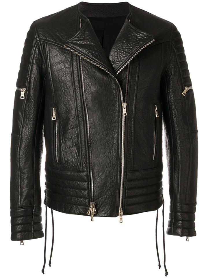 Balmain Zipped Biker Jacket - Black