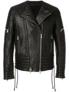 Balmain Zipped Biker Jacket - Black