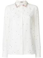 Miu Miu Embellished Long Sleeve Shirt - White