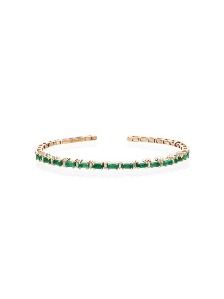 Suzanne Kalan 18kt Yellow Gold Baguette Bracelet - Gold/green