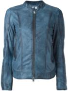 Diesel Zipped Leather Jacket, Women's, Size: Medium, Blue, Lamb Skin