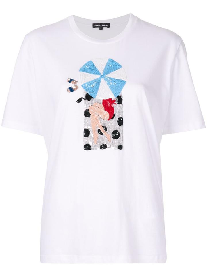 Markus Lupfer Alex Beach Girl Sequin T-shirt - White