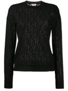 Fendi Jacquard Knit Ff Logo Sweater - Black