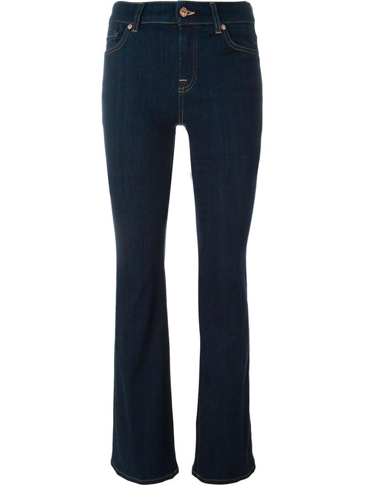 7 For All Mankind Long Beach Flared Jeans, Women's, Size: 26, Blue, Cotton/polyester/spandex/elastane