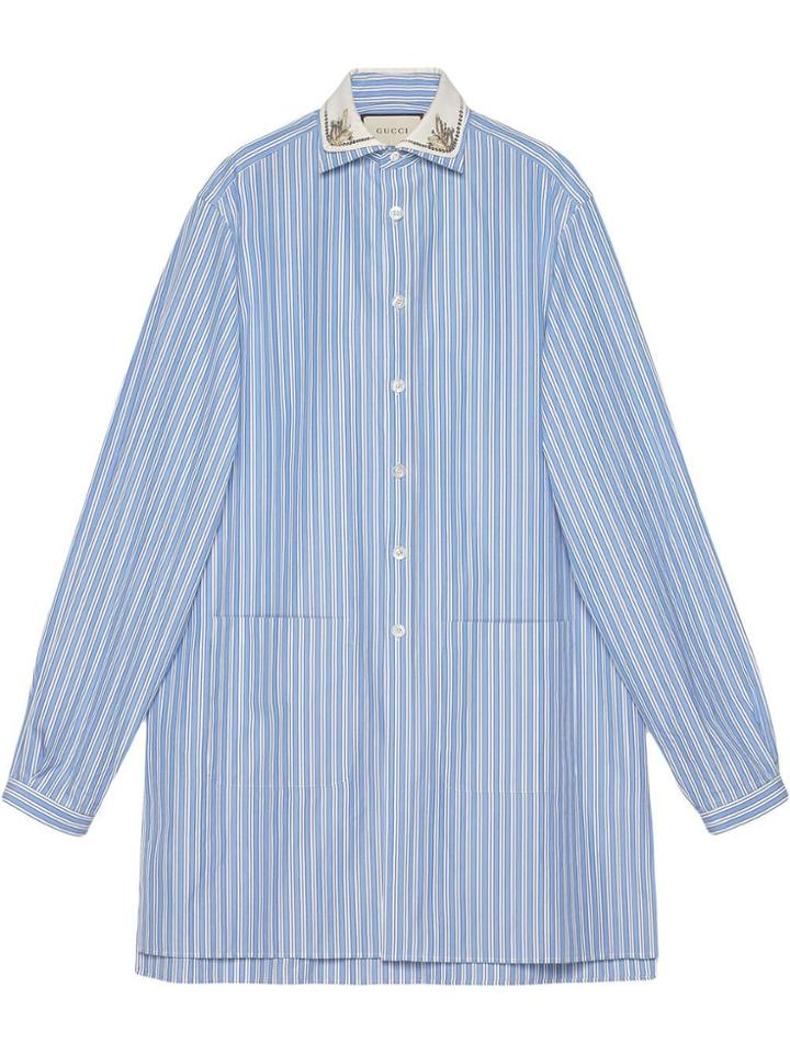Gucci Camicia Oversize In Cotone Rigato - Blue