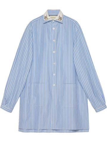 Gucci Camicia Oversize In Cotone Rigato - Blue
