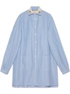 Gucci Camicia Oversize In Cotone Rigato - Blue