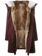 Yves Salomon Classic Rabbit Fur-lined Parka, Women's, Size: 34, Pink/purple, Polyester/coyote Fur/rabbit Fur
